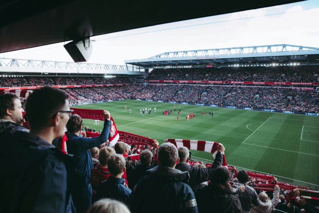 Disaster recovery: Fans in a stadium watched a football game